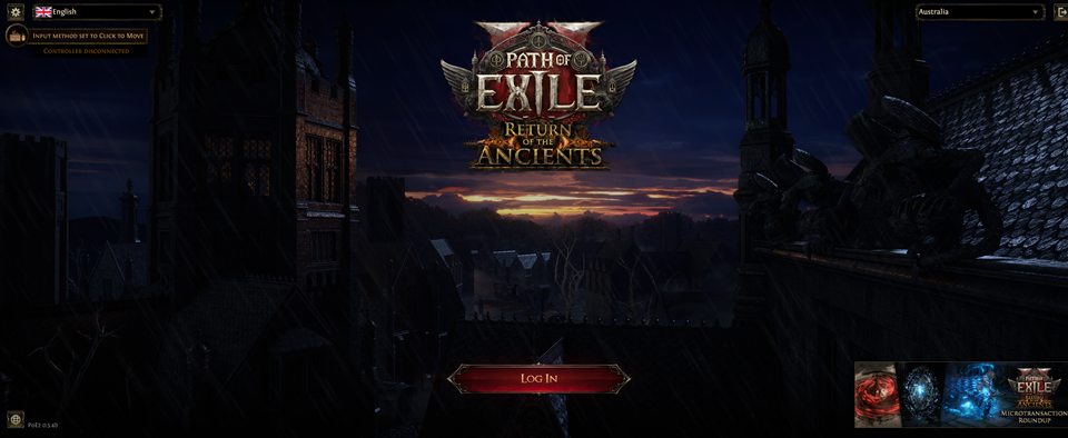 Path of Exile 2 login screen where you initiate both players