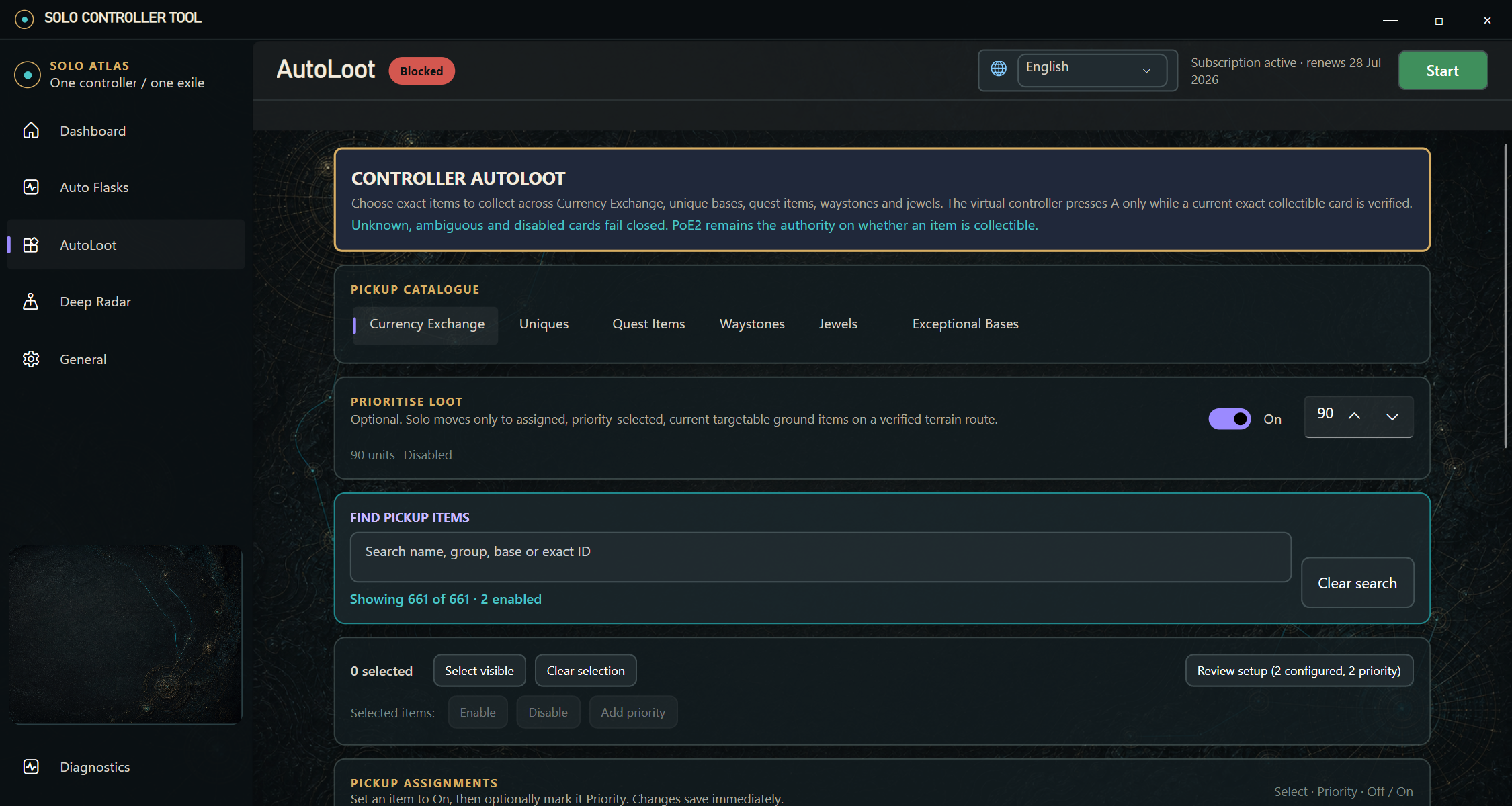 Dedicated AutoLoot configuration page in Solo Controller Tool