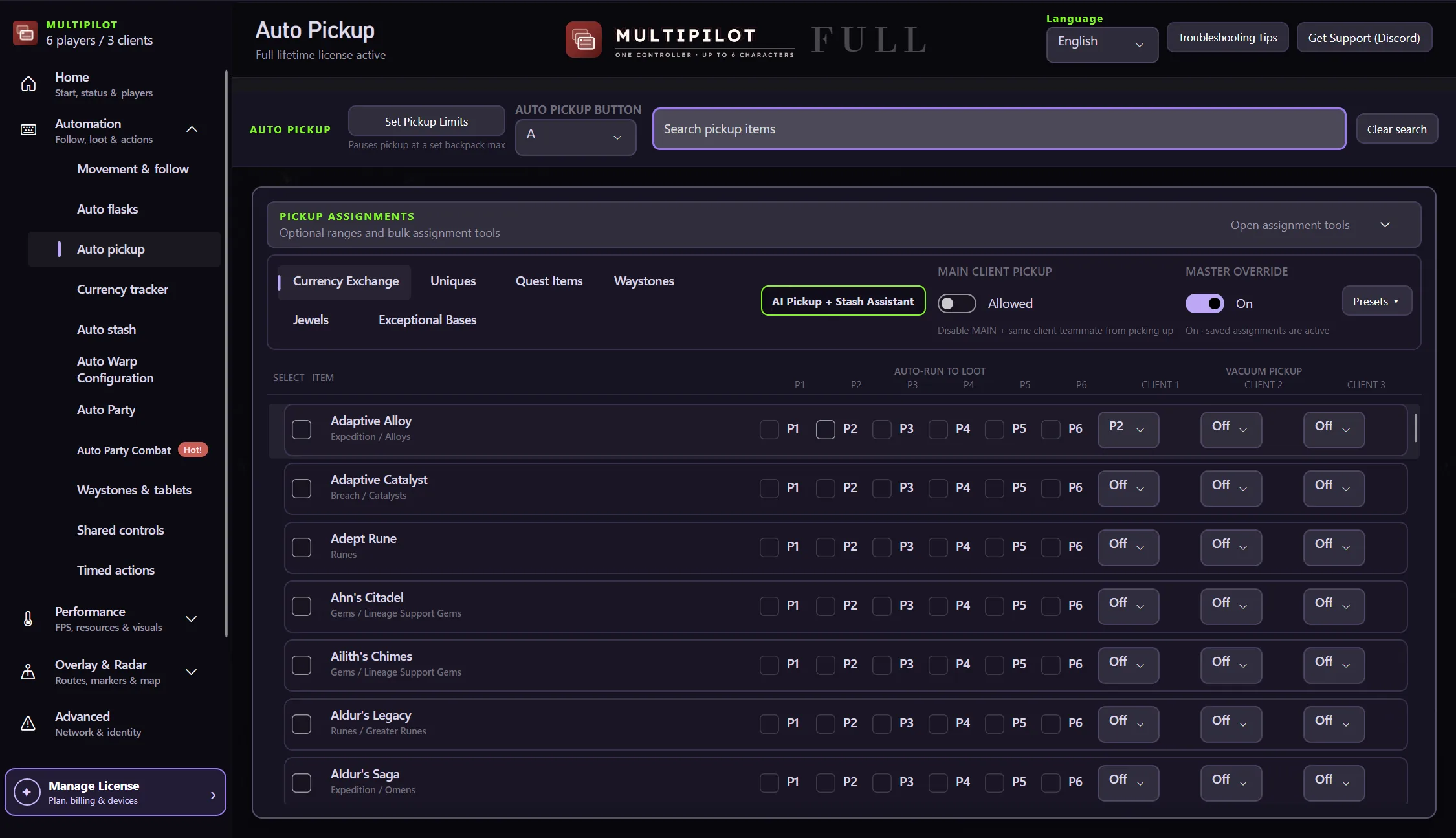 PoE2 MultiPilot Free controller dashboard
