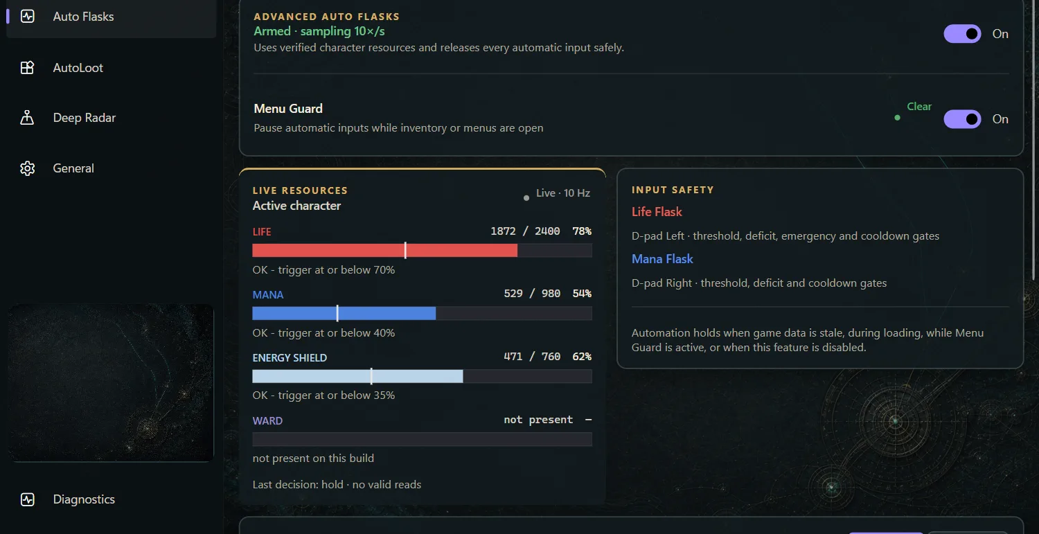 Advanced Auto Flasks in the current Findigo interface