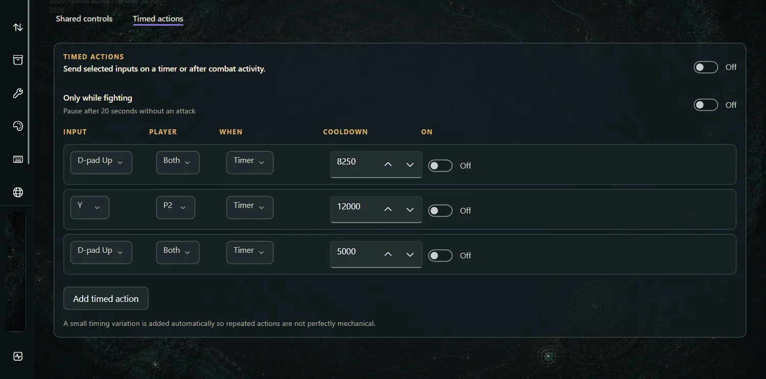 Auto Cast and Timed Actions in the current Findigo interface